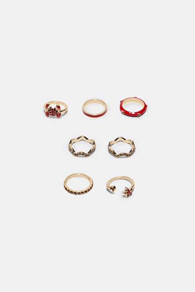 Stradivarius 7'li parlak yengeç figürlü yüzük seti