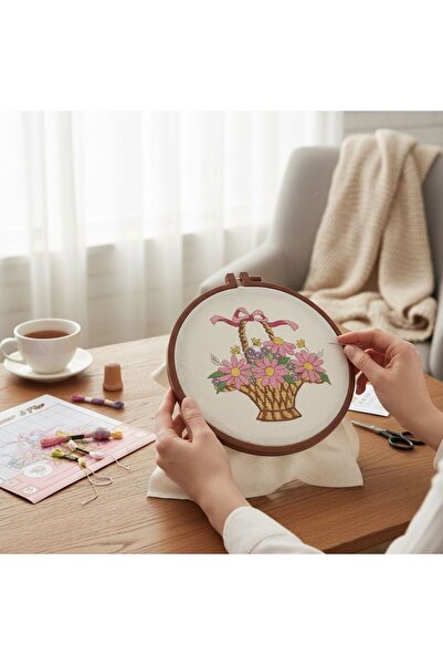 ÇERÇİ MELEK Goblen Baskılı Etamin İşleme Kiti | Kasnaklı Hobi Seti 18
