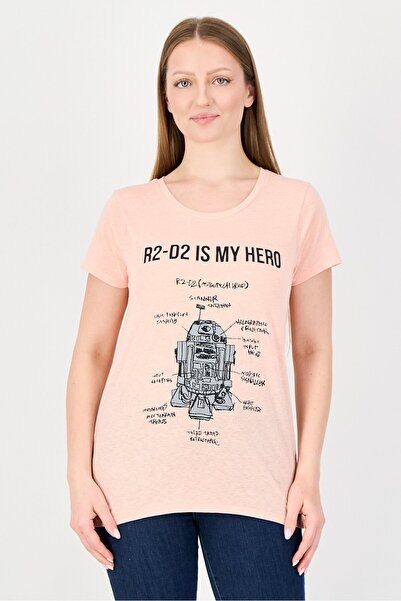 Undiz x Star Wars Women Round Neck Short Sleeve Graphic Print T-shirt, Light ...