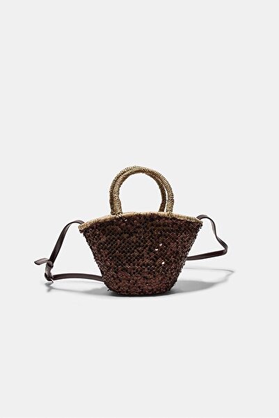 Stradivarius Pullu mini hasır çanta