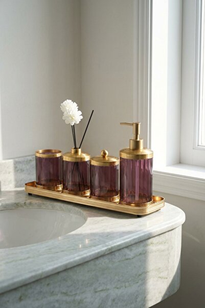 ACAR موزع صابون سائل أنيق مع صينية، وعطر للغرفة مع عصا توزيع العطر، ومجموعة ح...