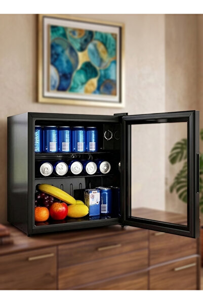 Cady One ثلاجة مكتب صغيرة 1.5 قدم بسعة 50 لتر باب زجاجي شفاف مع فريزر داخلي و...