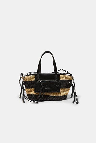 Stradivarius Kroşe efektli hasır çapraz çanta