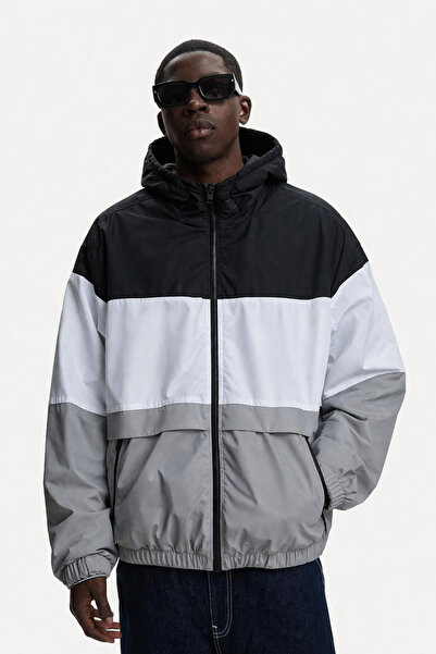 DAMGA JEANS Ανδρικό αδιάβροχο με καθημερινό σχέδιο και επένδυση σε γκρι χρώμα