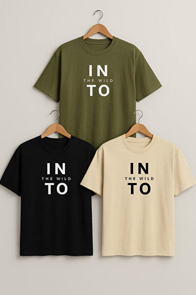 COMBİNE MİCHAİL Tricou largi din 3 piese cu imprimeu Into The WILD pentru băr...