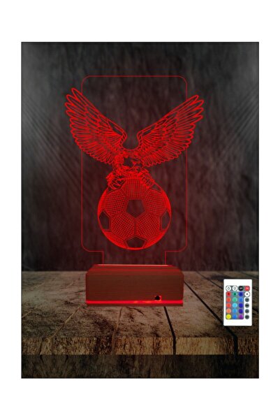 Empressco 3D Gece Lambası, Beşiktaş Temalı, Kartal Futbol Topu Tasarımı, Masa...