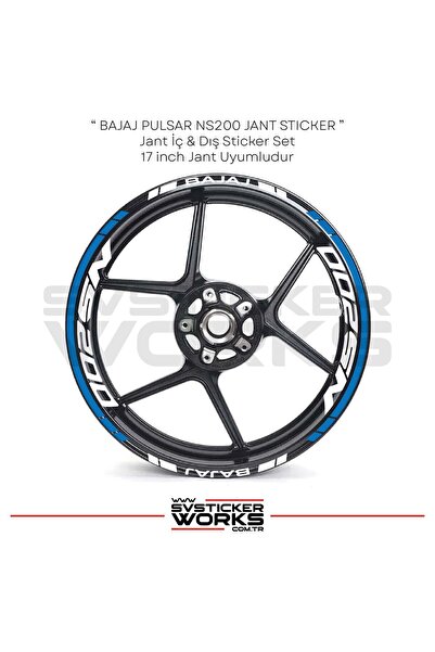 ARONA BAJAJ NS200 Sticker Jant İç Yazı Ve Dış Şerit 24'lü Set Sticker Etiket