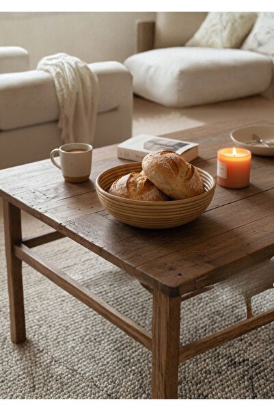 Lessio Home Petra Rattan Bambu Ekmek Sepeti 25x9 cm – El Yapımı Doğal Hasır S...