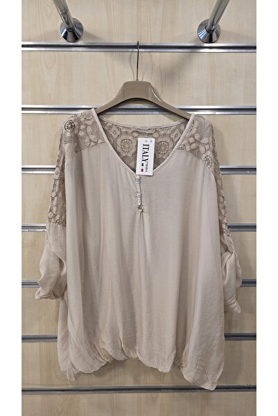 Park Moda Silk Blouse with Lace Detail