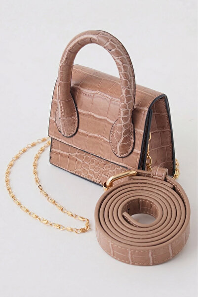 NEW JOURNAL Γυναικεία μίνι τσάντα με αλυσίδα σε σχήμα πούδρας και ζώνη μέσης ...