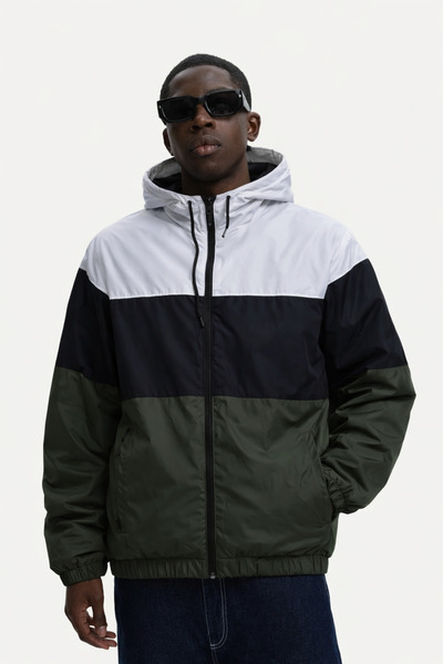 DAMGA JEANS Ανδρικό μαύρο αδιάβροχο με καθημερινό σχέδιο και επένδυση