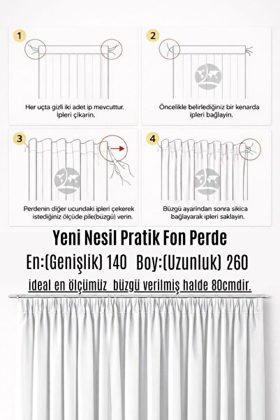 LEVENT ÖZEL PratikFon Jakar Dokuma Fon Perde 140x260 cm - Az Işık Geçirgen