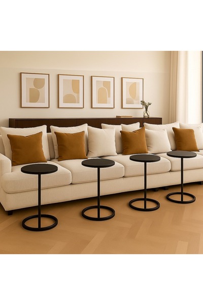 terndat طقم طاولة 4 خدمة حديد أسود كامل - بتصميم أنيق وعملي