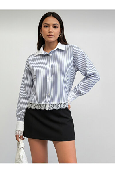 ZEYNEP RANA Κομψό Γυναικείο Πουκάμισο με Λεπτομέρειες Δαντέλα – Μοντέρνο Κομψ...