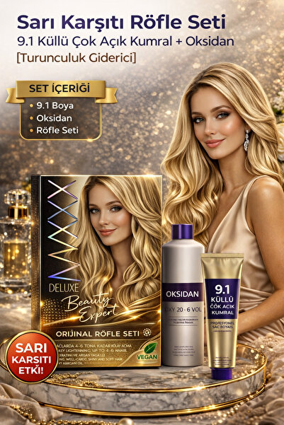 Maxx Kuaförlerin Tercihi Röfle Seti 9.1 Küllü Çok Açık Kumral + Oksidan | Yoğ...
