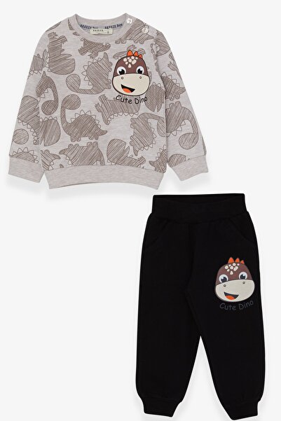 Breeze طقم بدلة رياضية للأولاد بطبعة ديناصور، من عمر 1 إلى 4 سنوات، مزيج بيج