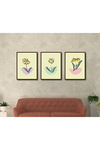 M&H Quality Set de 3 tablouri moderne și boeme, decor de perete din MDF cu as...