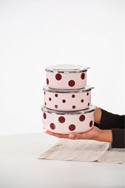 EMAYlab Emaylabxpeppythings Cherry Enamel Triple Storage Container Set (Can B...