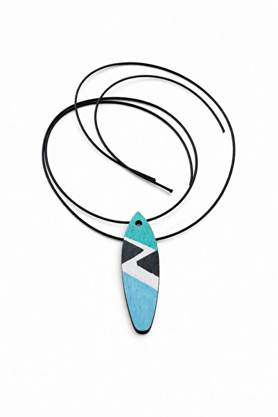 TUTU DESİGN Surfboard Necklace – Wave Pattern Wooden Pendant with Black Cord ...
