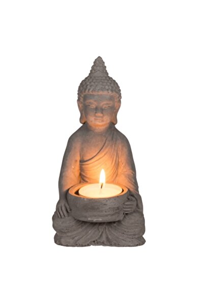 Out Of The Blue Suport lumânare Buddha, Ciment 8x15.5 cm