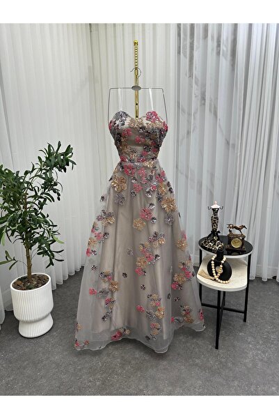 CACHE MONNEY High-End Embroidered Tulle Evening Dress