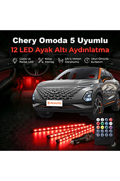 Furens Chery Omoda 5 Uyumlu RGB Ayak Altı LED 12 Led Kumandalı Müzik Duyarlı ...