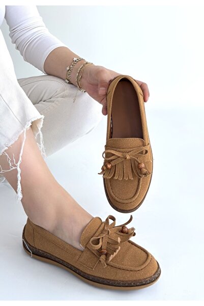 BESKAR Шкіряні замшеві балетки Boriy Brown пудрово-коричневого кольору