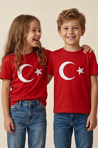 ZUZUNGA Μπλουζάκι με στάμπα του τουρκικού σημαιοσήμου σε κόκκινο χρώμα