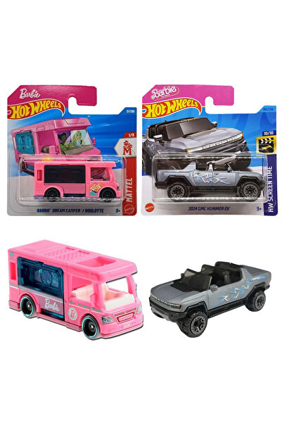 HOT WHEELS 2 Araç Set - Barbie Dream Camper & 2024 GMC Hummer EV (1/64)