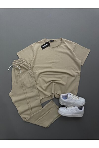 Baycombine35 Unisex Sweatpants with Stitching Detail - Laser Cut Short Sleeve...