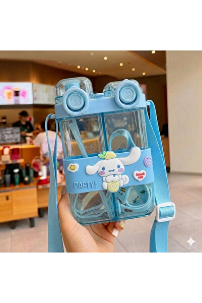 Livava قارورة سينامورول ذات الأقسام المزدوجة مع شفاطة - قارورة ماء للأطفال ما...