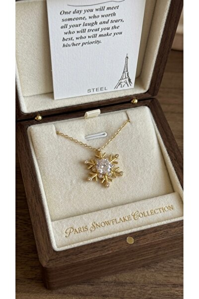 İNN JEWELLERY 316 L Steel Necklace, Anti-Tarnish, Anti-Allergic, with Snowfla...