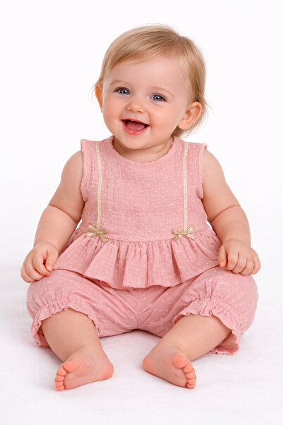 İZYALİF BABY Kız Bebek %100 Pamuk Müslin Takımı 2’li – Yazlık Nefes Alan Raha...