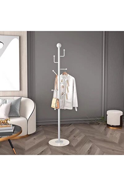 POWER حامل معاطف قائم بذاته مع قاعدة رخامية، ورف تخزين موفر للمساحة.