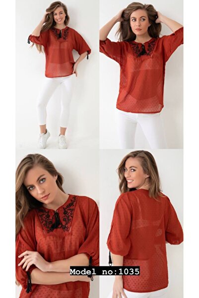 Modaise Erva Chiffon Ethnic Blouse with Poor Sleeves and Embroidery Details