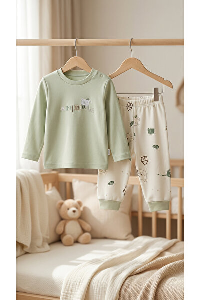 Shoebuo %100 Organik Pamuk Bebek Pijama Takımı 2’li Set – Yumuşak, Nefes Alab...