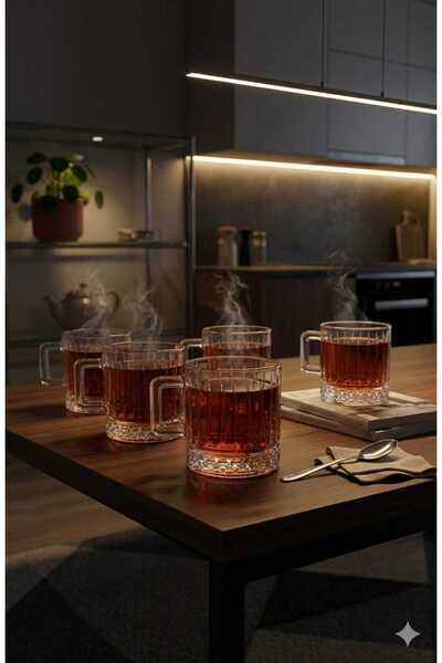 Funny Life Cam Kupa - 140 ml Lüks Çay ve Kahve Bardağı - Kulplu Shot/Espresso...