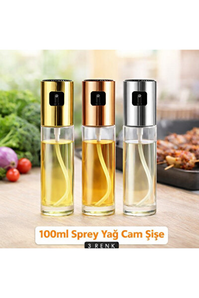 100 ml Sprey Yağ Şişesi Cam | Yağ Spreyi, Sirke & Sos Şişesi | Kontrollü Püskürtme | 3 Renk