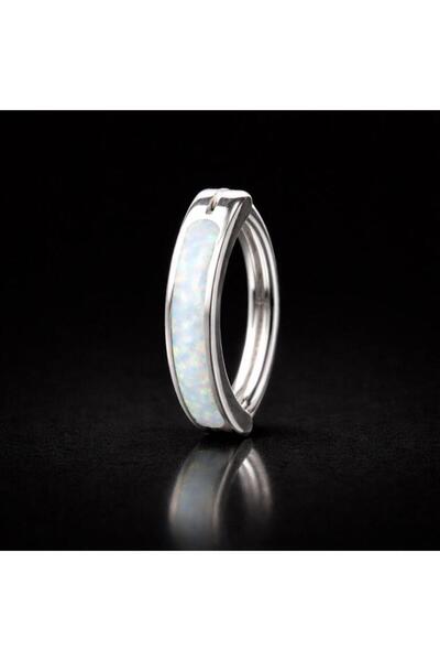 Rupen Kraft %100 G23 Titanium Beyaz Opal Taş Titanyum Göbek Piercing Toka Mod...