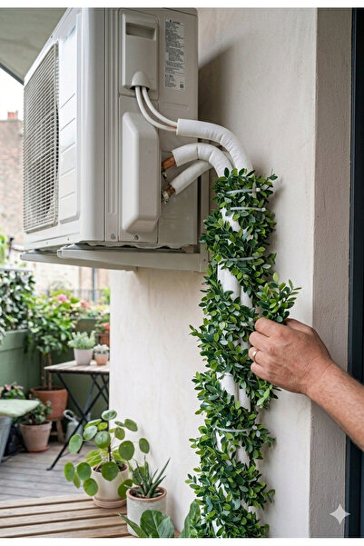 Yades 8 Metre Yapay Boru Sarmaşığı Dolgun Yapraklı Çit Balkon Bahçe Dekorasyo...