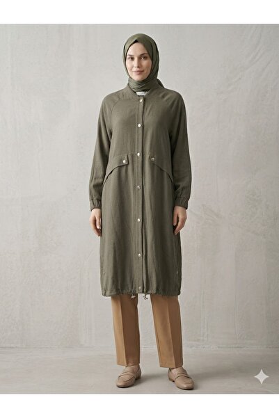 Puane Capă de damă din țesătură cupra, cu nasturi, lungime midi, 15259