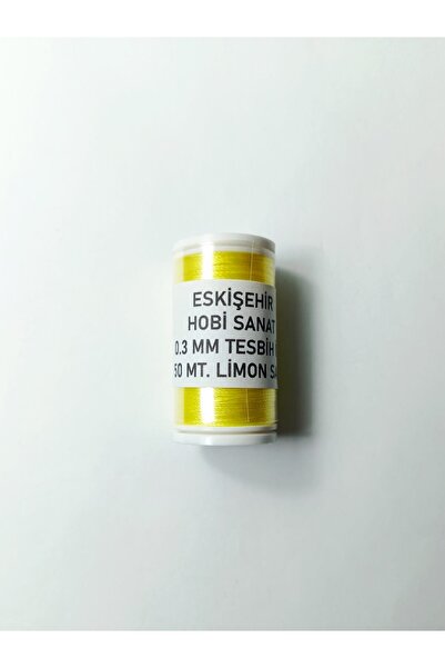 Eskişehir hobi sanat 0.3 ملم 50 متر خيط تسبيح لون أصفر ليموني