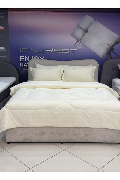INREST طقم لحاف فردي من رويال لاين كريم - 4 قطع من أغطية السرير الفندقية المخ...
