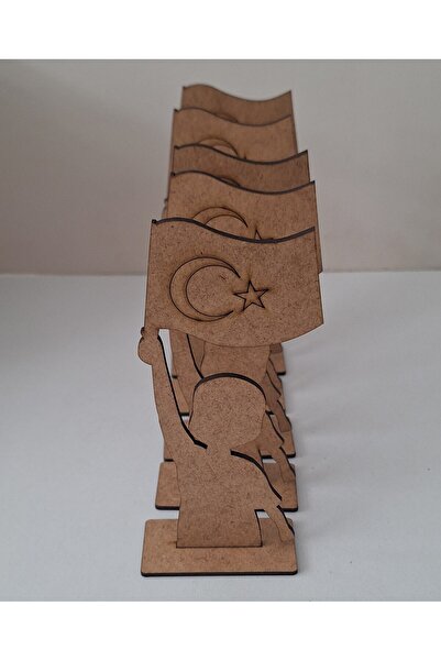 Ebrulisler 5 Adet Türk Bayraklı Çocuk Ahşap Boyama Etkinlik 23 Nisan Aile Kat...