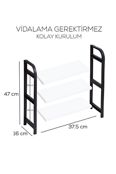 Bambus Home Mini Kahve Köşesi Mutfak Tezgah Üstü Ahşap Organizer 3 Raflı Banyo Mutfak Düzenleyici