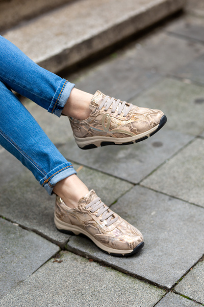 Mammamia 03575 Γυναικείο sneaker από γνήσιο δέρμα με σχέδιο φιδιού