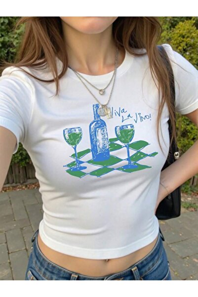 OVER HEAD تي شيرت نسائي مطبوع من Viva La Vino Bayb