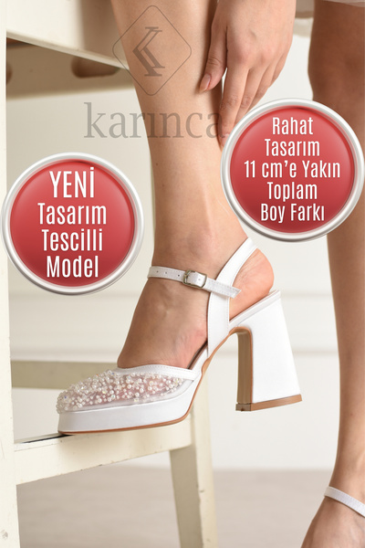 Karınca Νυφικά παπούτσια με σχέδιο Pearl Design - Άνετα παπούτσια πλατφόρμας ...