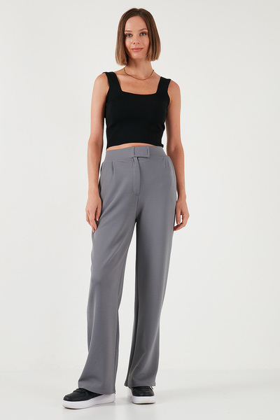 Lela Regular Fit High Waist Wide Leg Trousers 5861279