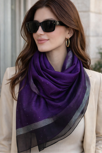 Sacce Scarves&Accessories Silk-Look Glitter Stripe Sparkling Shawl – Elegant,...